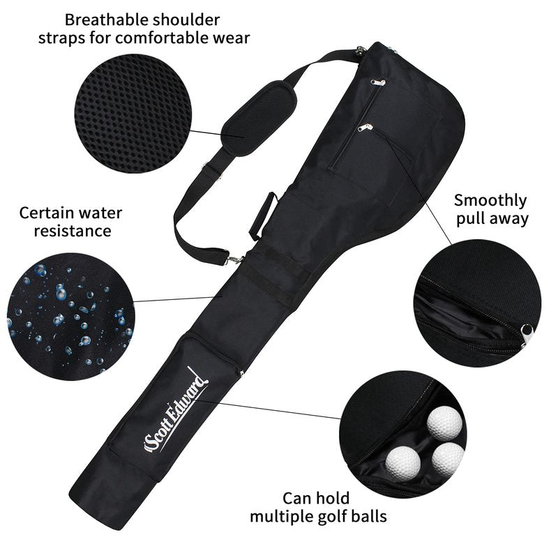 Scott Edward Foldable Golf Club Carry Bag, Portable Sunday Pencil Bag, Lightweight Waterproof Training Case, Holds 7-12 Clubs