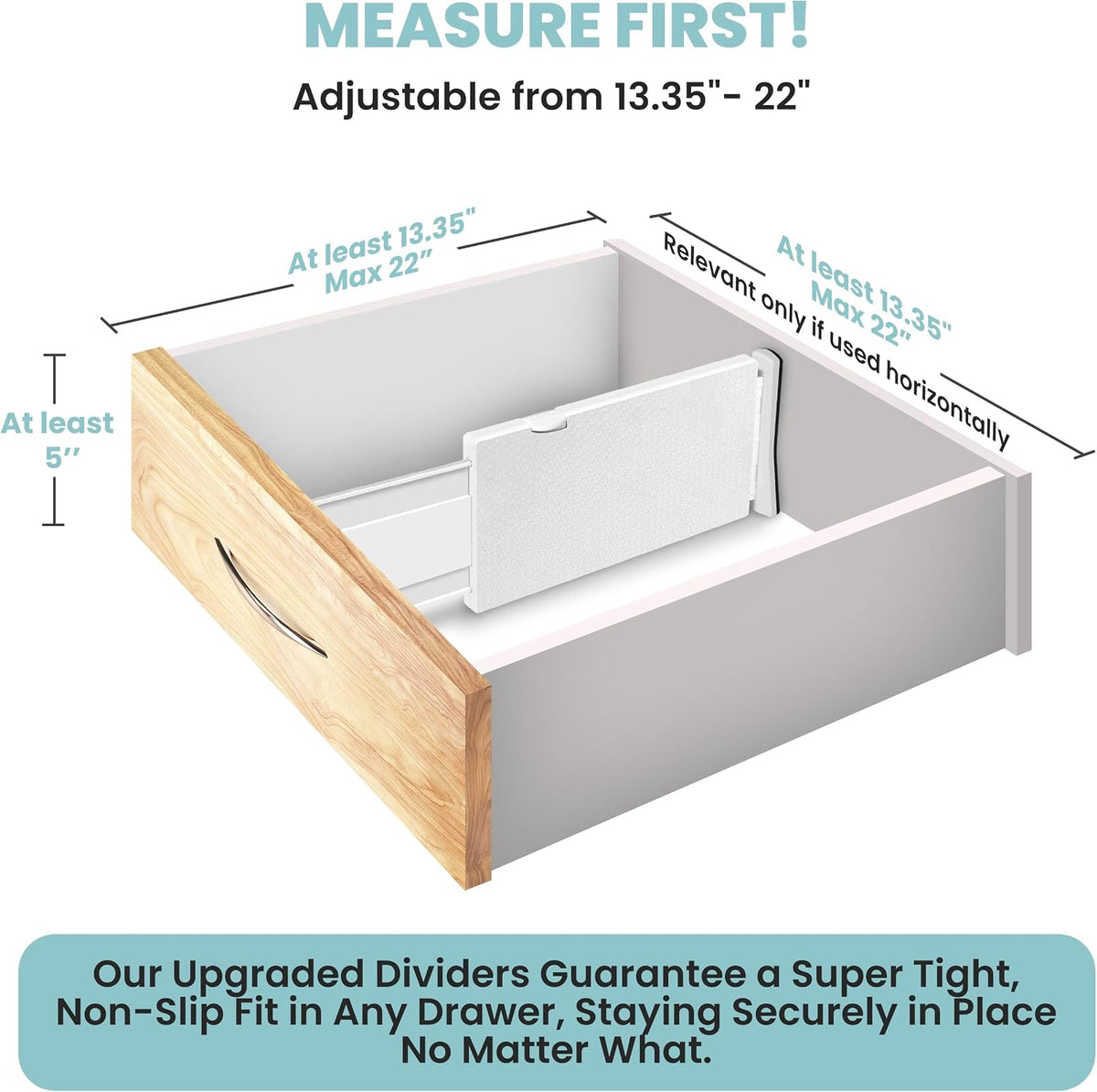 RAPTUROUS White Expandable Drawer Dividers (5" Tall, 13"-22" Long, 10 Pack - White)