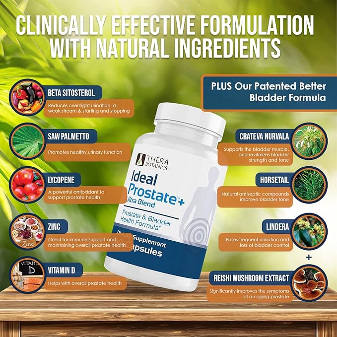 Advanced Men's Prostate Support by Ideal Prostate Plus Ultra with Reishi Mushroom, Saw Palmetto, Lycopene and More for Natural Relief