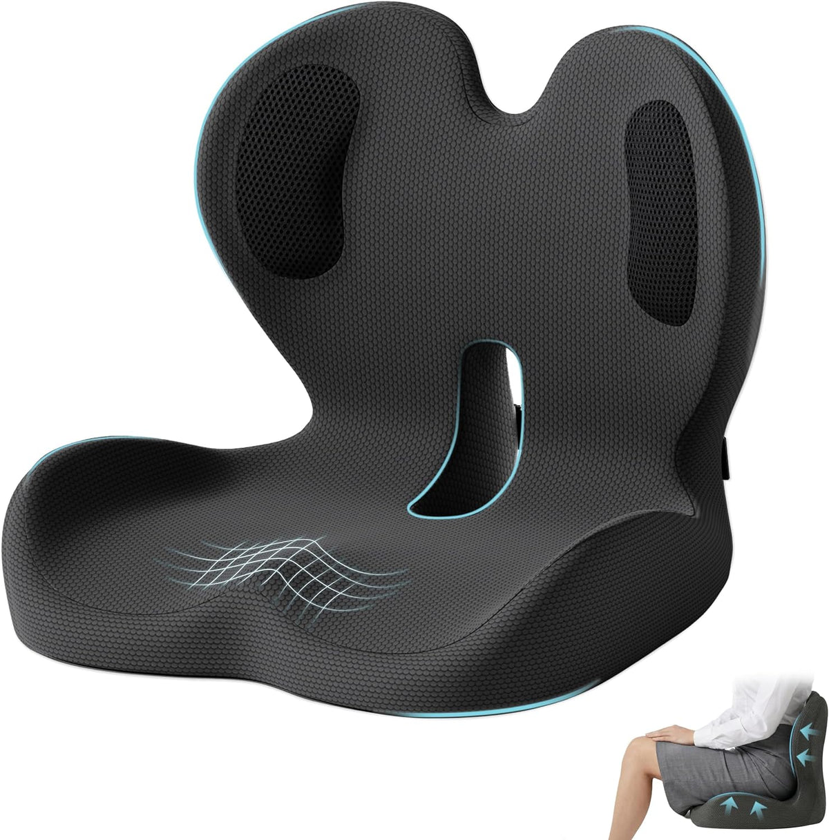Ergonomic Seat Cushion & Lumbar Support Pillow for Office,Car