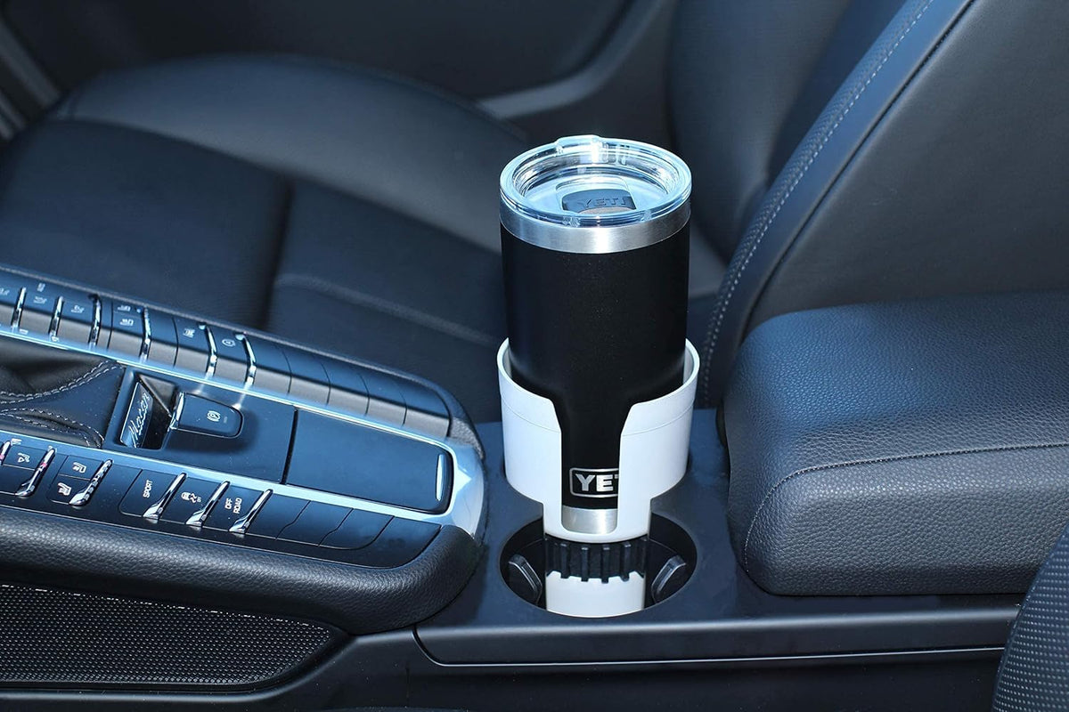 Gadjit Cup Keeper 2.0 (2 PK) Cup Holder Adapter w/Beverage Band Expander fits into car Cup Holders 2.5-3" Wide for Hydro Flasks Yeti Tumbler 20-30 oz, Coffee & Travel Mugs up to 3.25" diameters (Tan)