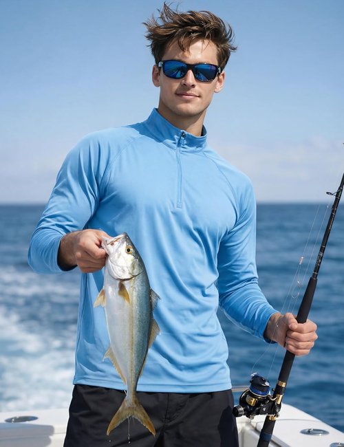 KEFITEVD Men's Long Sleeve UPF 50+ Sun Protection Shirt - Quick Dry 1/4 Zip UV Fishing T-Shirt