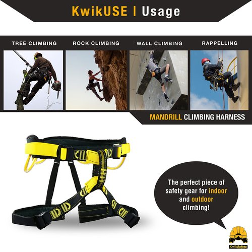 KwikSafety - Charlotte, NC - MANDRILL [1 PACK] Half Body Climbing Harness | FREE Tool Lanyard | Lightweight & Padded Adjustable Waist Belt