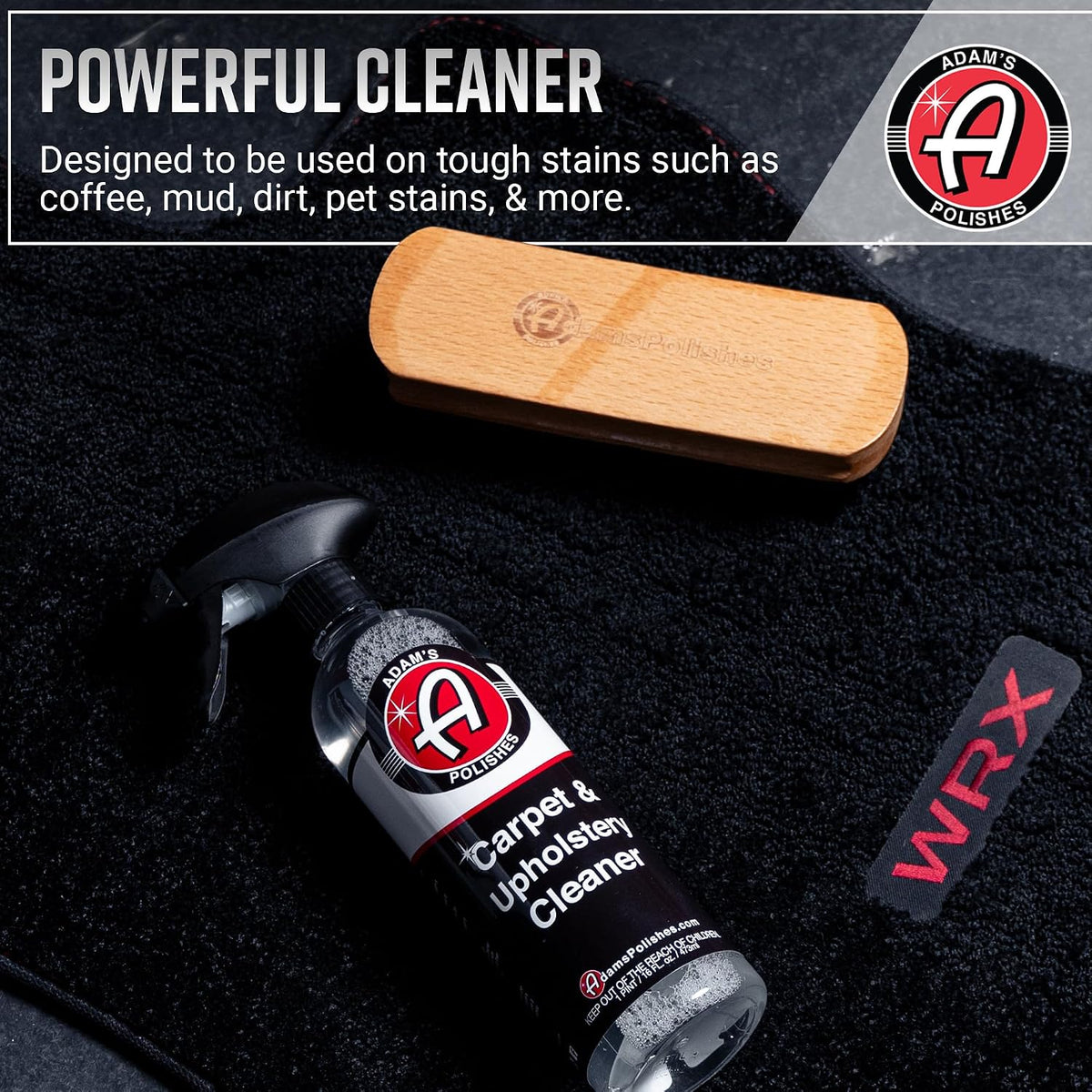 Adam's Polishes Carpet & Upholstery Cleaner (16oz) - Powerful Car Carpet Cleaner For Auto Detailing, Cloth & Fabric Interior Cleaning Solution, Stain Remover For Car Seat, Floor Mats & More