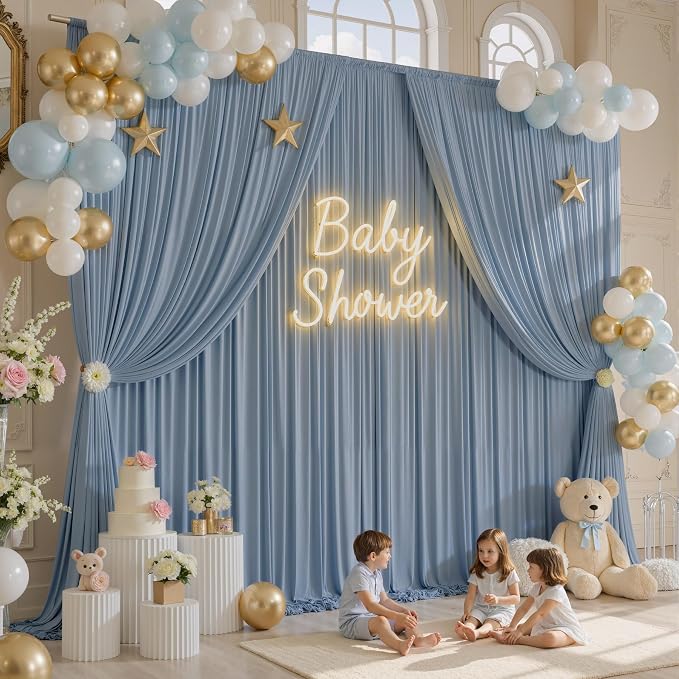 50ft x 12ft Dusty Blue Backdrop Curtains