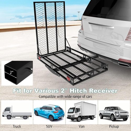 ERGOMASTER Hitch Cargo Carrier - Folding Ramp for Mobility Scooters & Wheelchairs | 49" x 28" Size