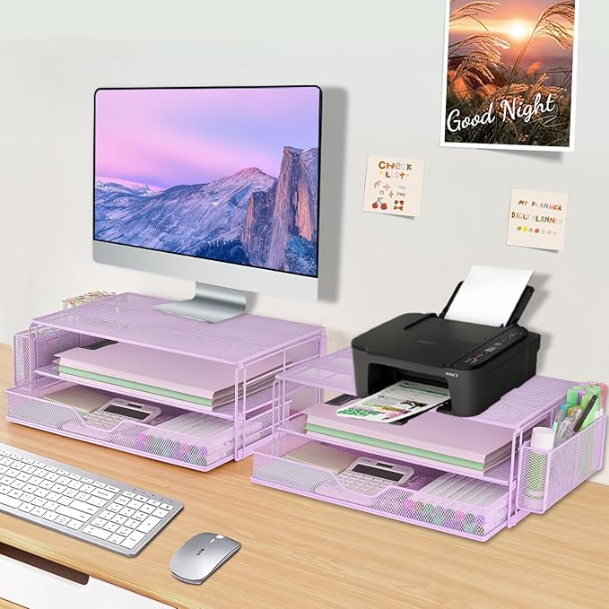 AUPSEN Computer Monitor Stands Riser，2-Tier Desk Organizers and Accessories