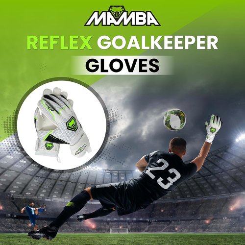 MAMBA Reflex Goalkeeper Gloves - Quality Latex Palm & Back Hand | Removable Finger Spine Protection | Youth/Adult Sizes