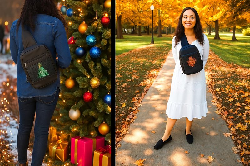 QKY LED Sling Bag for Women & Men Crossbody Sling Bags for Women Sling Bag for Men with App-Control for Customizable Text and Animations-Portable Charger/Power Bank Included