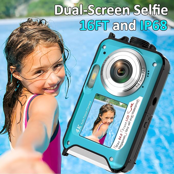 4K Underwater Camera 16FT Waterproof Camera