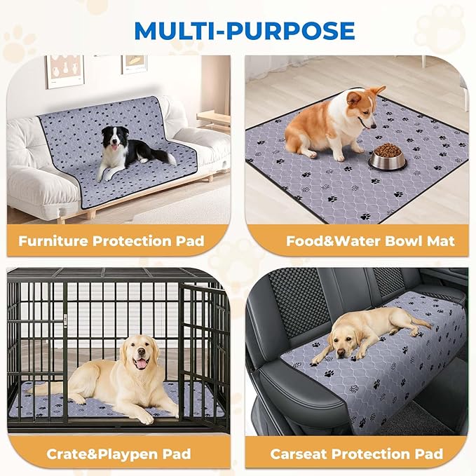 Fostanfly Washable Pee Pads for Dogs, 72"x72"-1 Pack Extra Large Reusable Potty Pads for Floor, Non-Slip Waterproof Pet Playpen Mat for Puppy/Senior Dog Whelping Incontinence