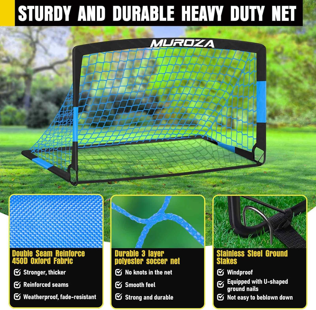 Skiennix Kids Soccer Goals - Portable Pop-Up Soccer Nets Set with Ball & Cones | Complete Training Equipment for Backyard Fun