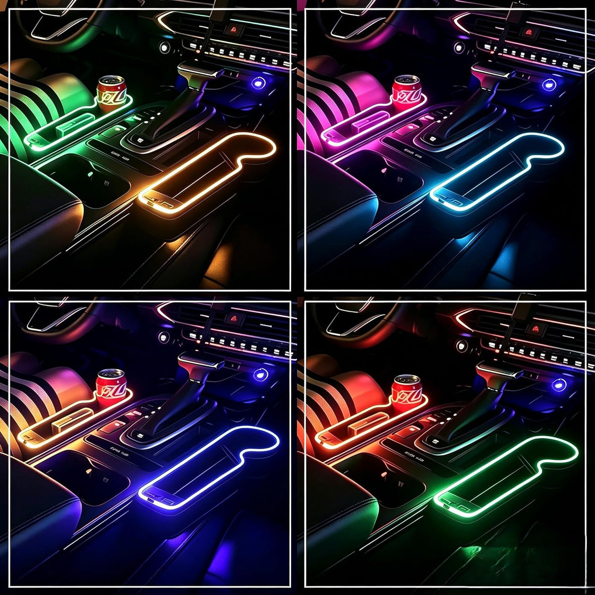 7 Color Led Car Seat Gap Filler Organizer Car Seat Pocket Gap Filler with USB+C Fast Charger,Car Gap Organizer Storage 2023 Console Side Seat Gap Filler fit for Passenger Side(Black-passenger side)