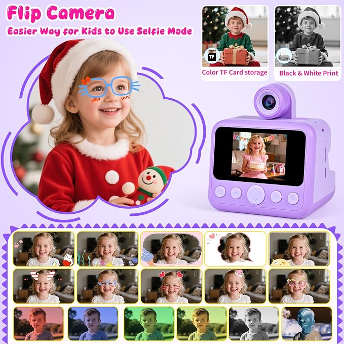 Kids Instant Print Camera with Carrying Bag, 1080P HD Digital Camera