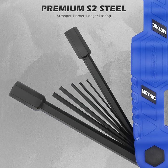 12-Piece Large Folding Hex Key Set Metric (1.5-12mm), Heavy Duty Allen Wrench Set, Portable Tool for Archery, Bike Repair, Furniture, and Basic Home Maintenance (Blue)