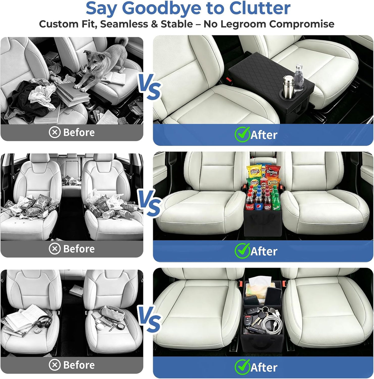 Car Seat Organizer with Cup Holders For 2019-2026 Ascent 7 Seater