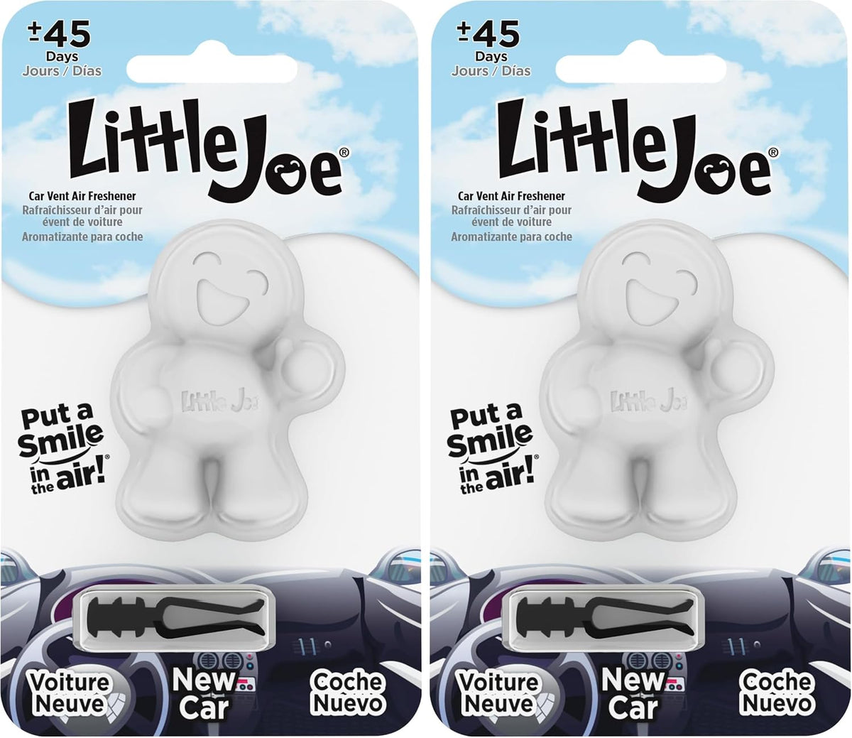 Little Joe 96401 New Car Scent Car Air Freshener Clips to A/C Air Vent Uses Alcohol-Free Fragrance Oil is Non-Hazardous and Non-Toxic Plastic, Pack of 2