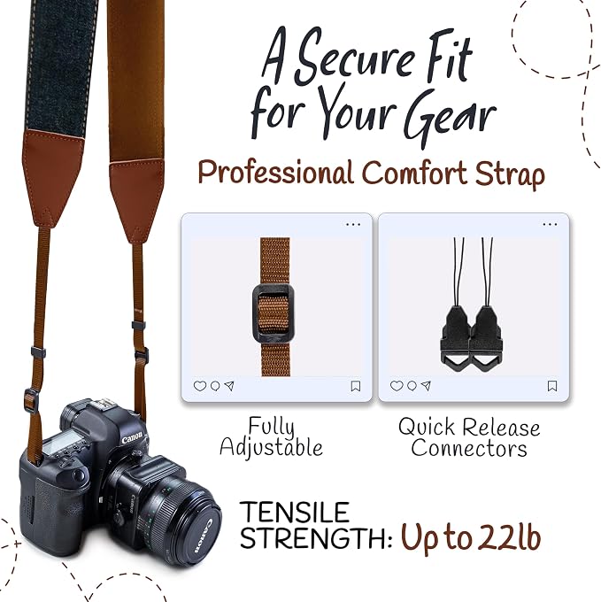 Art Tribute Camera Strap, Vintage Embroidered Neck Shoulder & Crossbody Camera