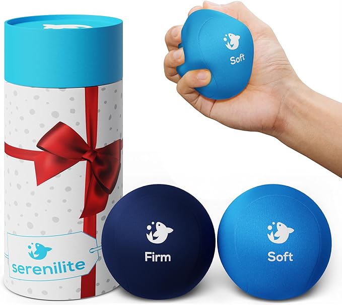 Serenilite Hand Therapy Exercise Stress Ball Bundle - Tri-Density Stress Balls for Adults & Grip Strengthening