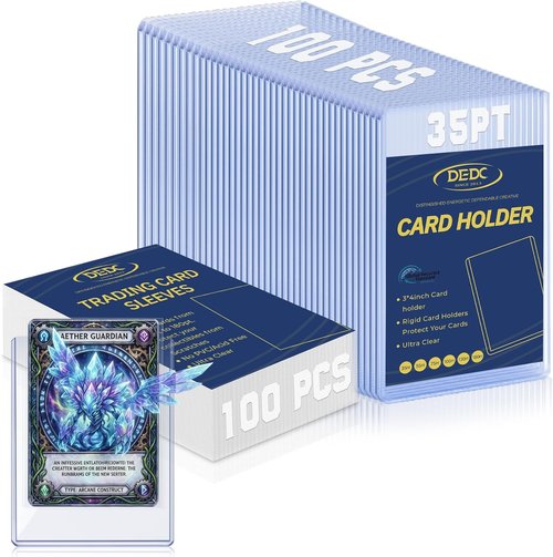 DEDC Top Loader Card Holder - Thick Protective Storage for Trading Cards | 35 Point Rigid Design