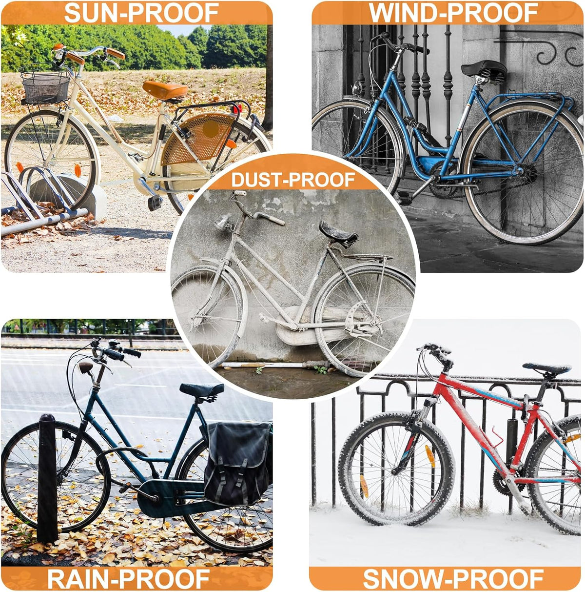 Skiennix Bike Cover - Waterproof Outdoor Bicycle Protection with Lock Holes & 3 Buckles | Heavy Duty 420D Material for Bikes Up to 68 Inches