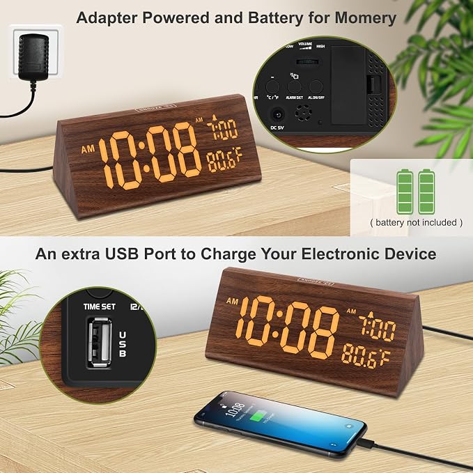 DreamSky Wooden Digital Alarm Clock