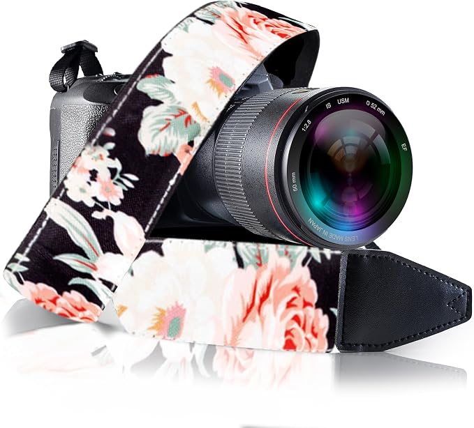 Art Tribute Camera Strap, Vintage Embroidered Neck Shoulder & Crossbody Camera