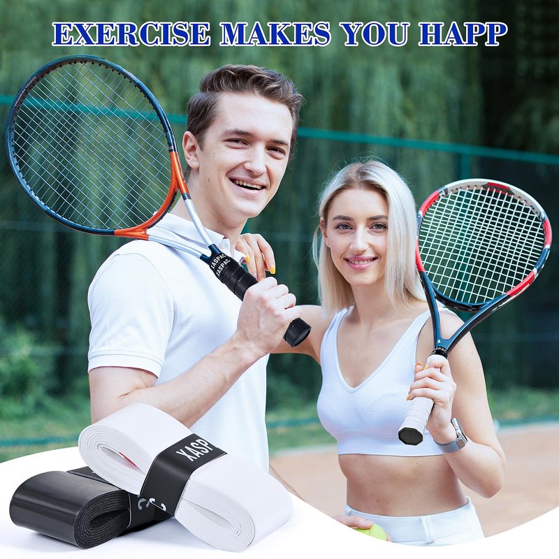 Xaspac 6 Pack Premium Overgrip Tape for Tennis, Pickleball & Badminton - Absorbent Dry Feel, Anti-Slip PU Material, Pre-Cut for Easy Installation, Enhanced Control & Durability (Black/White)