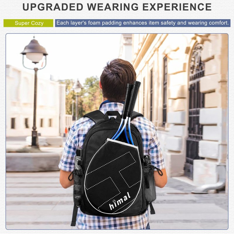 UNIHIMAL Tennis Bag Tennis Backpack for Men Women, Large Capacity Holds 2 Rackets with Ventilated Shoe Compartment and Insulated Pocket