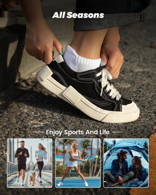 IDEGG Ankle Performance Athletic Running Socks - 8 Pairs Low Cut Sports Tab for Men & Women