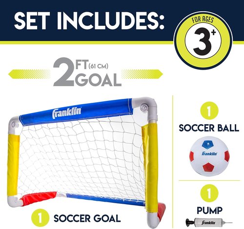 Franklin Sports Kids Soccer Goal - Complete Set with Ball & Pump | 24" x 16" Size