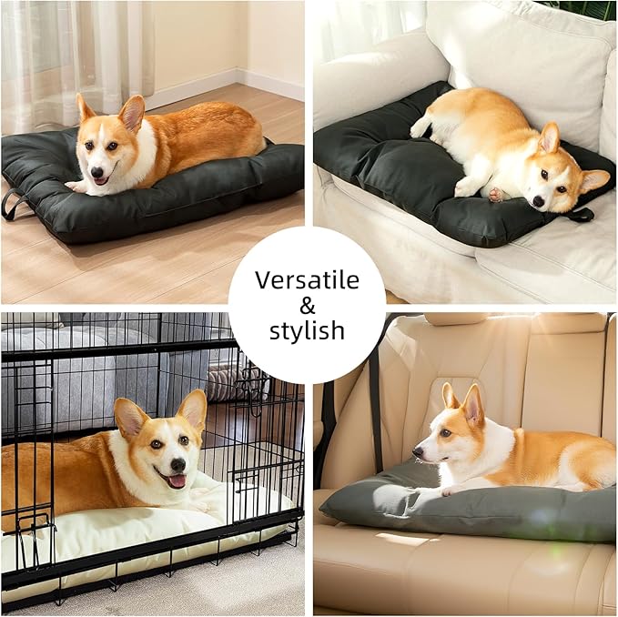 Chew Resistant Dog Bed for Extra Large Dogs - Durable 47"x29" Kennel Pad with Soft Plush Filling, Machine Washable Crate Mat for Aggressive Chewers, Indoor Outdoor Pet Bed, Black