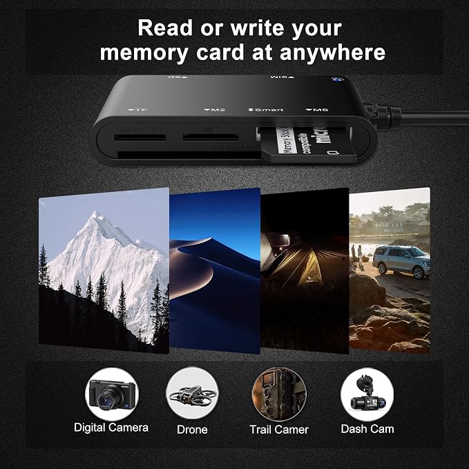 7-in-1 Smart Card Reader with 3-Port Connectivity – Lightning/USB-C/USB-A