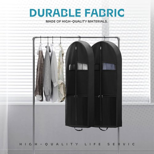 Lazebox 43" Travel Garment Bag - Heavy Duty Suit Bag for Tuxedos, Dresses & Coats | Black, 1 Pack