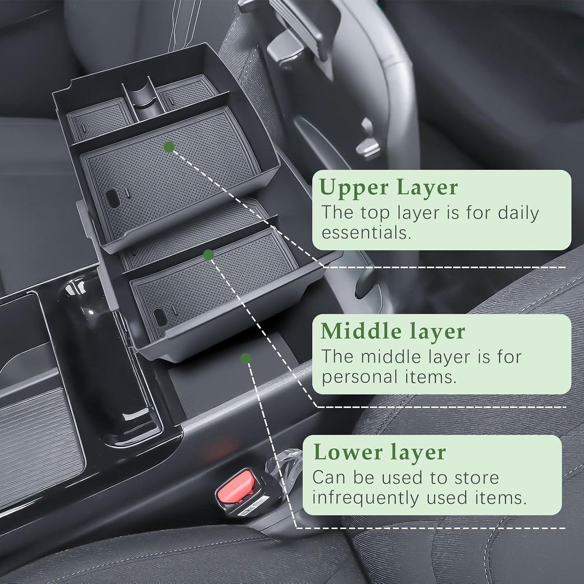 2-Pack Center Console Organizer for 2025 2026 Hyundai Tucson Hybrid/Limited