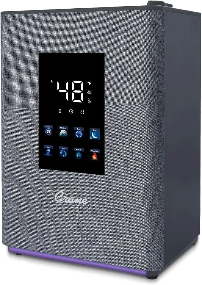 Crane 4.5L Warm and Cool Mist Humidifier, Top Fill Ultrasonic Humidifier for Large Room, Bedroom, Baby Nursery, Easy Clean, Humidifier with Essential Oil Tray, Humidifier with Humidistat & Remote