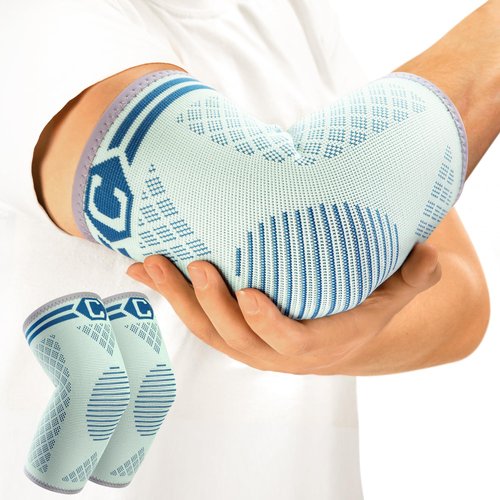 CAMBIVO 2 Pack Elbow Brace for Tendonitis and Tennis Elbow, Compression Support Sleeve for Golfer's Elbow Relief, Arthritis & Gym Workouts, Non-Slip 3D Knit Arm Guard for Men & Women