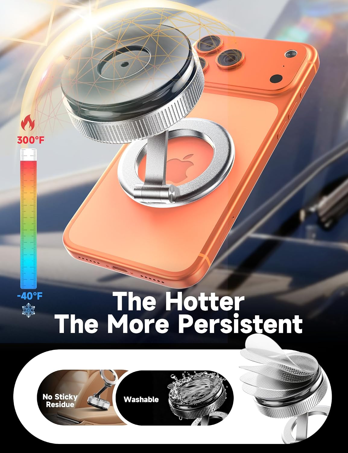 Car Phone Holder for Magsafe, [105+LBS Suction & 3800gf Magnetic]