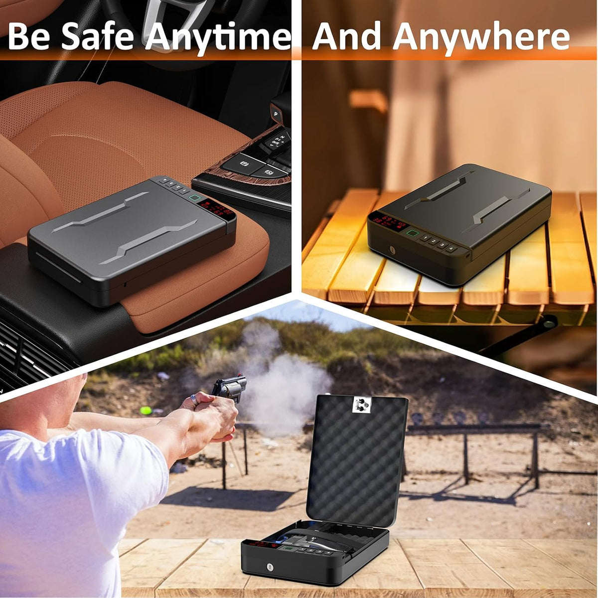 Z ZLJUAN Portable Biometric Gun Safe - LCD Display, Fingerprint & Keypad Lock | Black, Ideal for Travel & Home