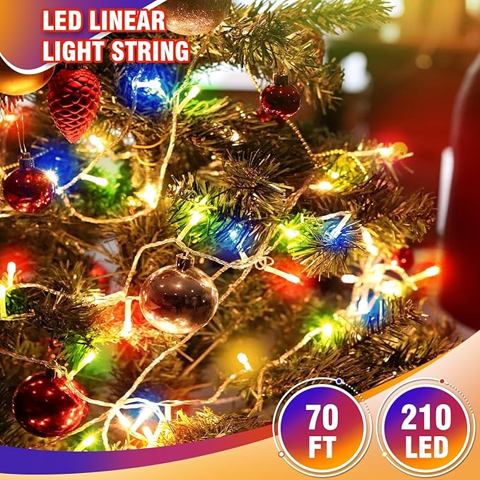 210 LED 4-Color Outdoor Easter String Lights, Seasonal Fairy Lights with 8 Modes, Waterproof Indoor Outside Decoration Lighting for Christmas, Parties, Wedding, Patio, New Year(70FT)