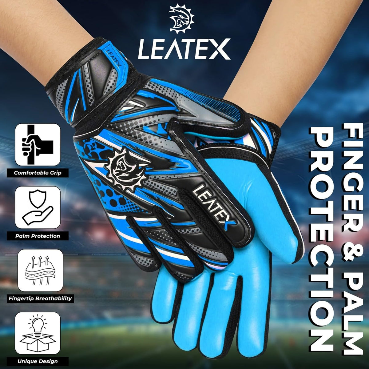 Regine Switzerland Youth Soccer Goalie Gloves - Strong Grip & Breathable Design for Kids, Adjustable Wrist Strap