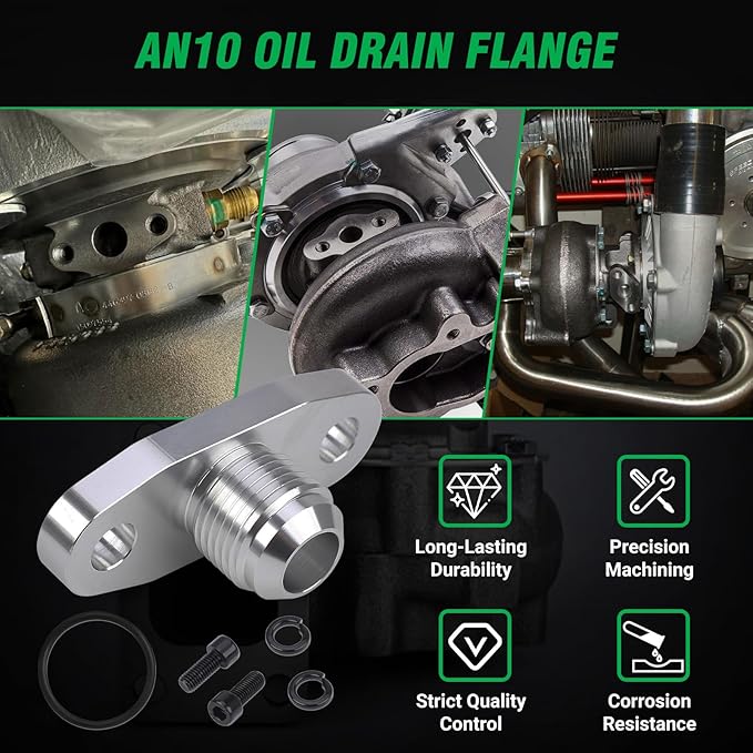 AN10 Oil Drain Flange,Funnel Type Oil Return with O Ring for T3 T4 GT28 GT30 GT35 T25 Turbo Charger CNC Process Leak Proof