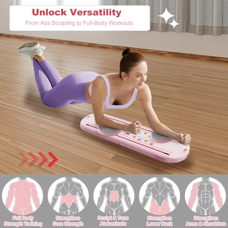 Pilates Board Multifunctional Foldable Pilate Reformer for Home Workout, Portable Abdominal Core Exercise Machine with Resistance Bands & Knee Pad, Pilates Equipment for Women & Men