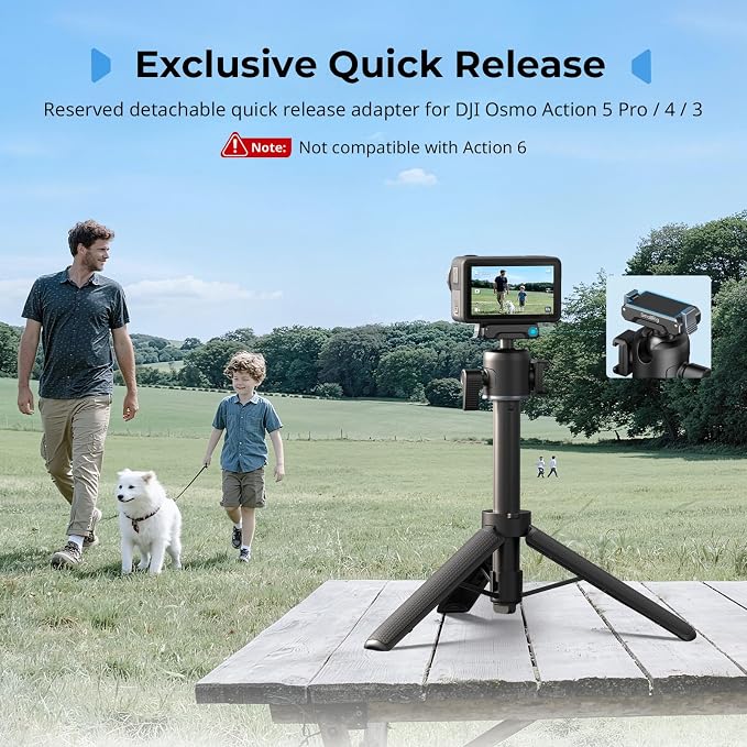 SmallRig Action Camera Selfie Stick Tripod, 7.8-21.6in Extendable, 360° Ball