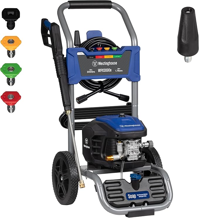 Westinghouse 3000 PSI 1.76 GPM Electric Pressure Washer Bundle with 50 ft Hose for Cars, Fences, Driveways, Homes, Patios, Furniture