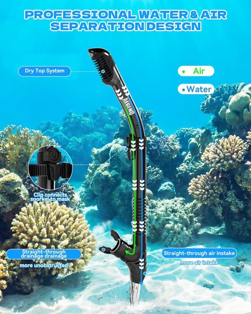 Aegend Diving Dry Snorkel - Top Dry Valve Snorkeling Gear for Adults & Youth | Perfect for Freediving & Swimming