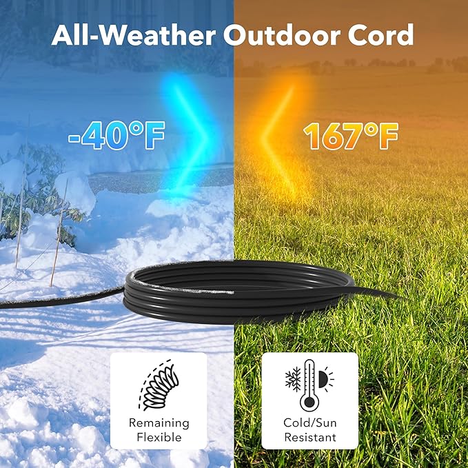 BN-LINK 8 ft Indoor/Outdoor Extension Cord 16/3 SJTW, Black, Water & Weather Resistant, 3-Prong Grounded Plug for Landscaping & Holiday Decorations, Home & Office, 13A ETL