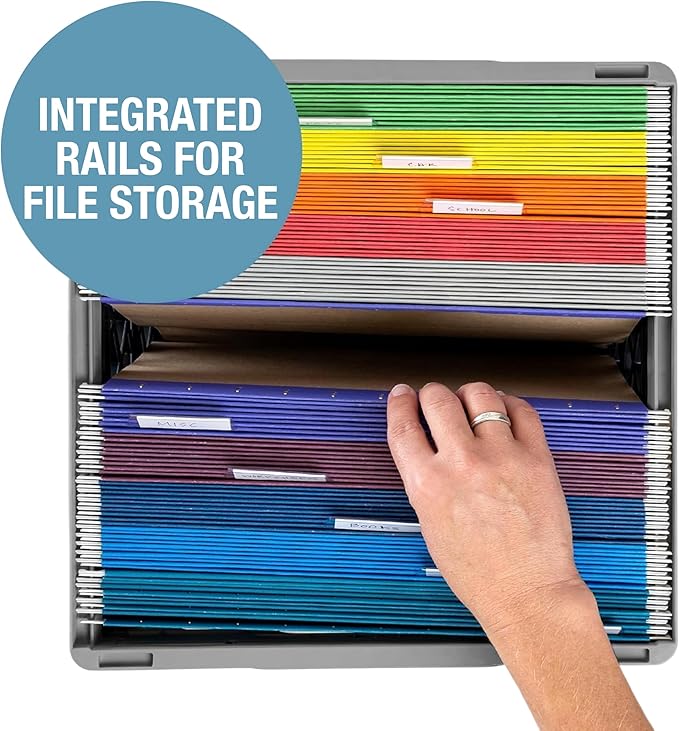 CleverMade Collapsible Milk Crate 25L (6.6 Gal) 3 Pack, 50 lb Capacity Heavy Duty Folding Crate – Stackable Storage Crates with File Rails, Plastic Collapsible Crates - Stone