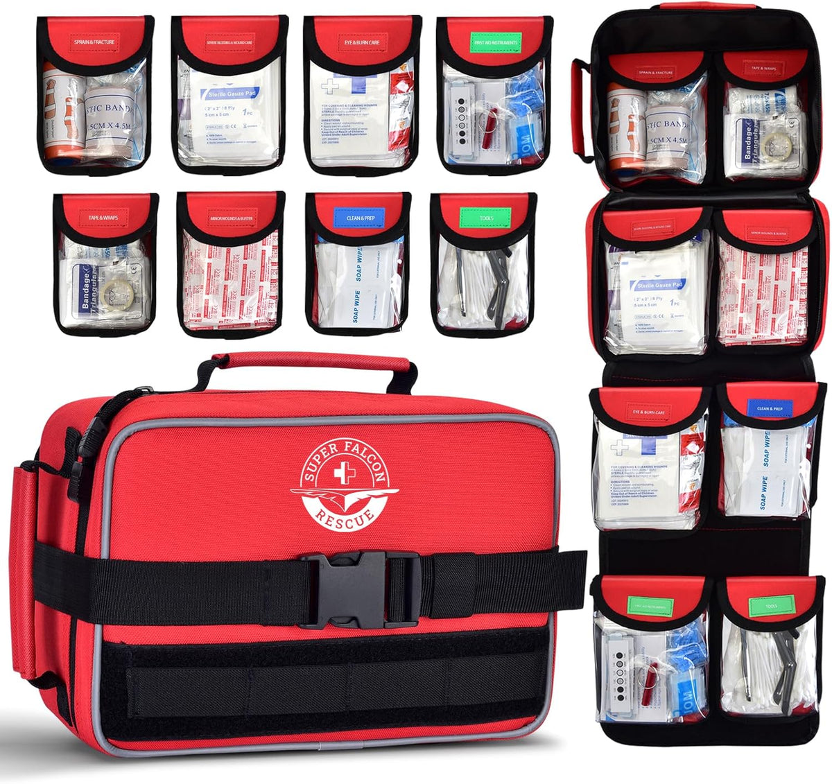 418-Piece First Aid Kit for Home, Travel, Camping, Hiking & Outdoor Emergencies, Tear-Resistant Survival Kits for Business, Vehicle & School, Multi-Use Emergency Medical Supplies