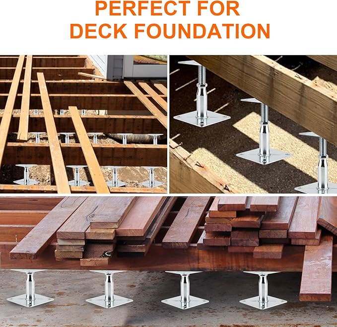 8 Pack Adjustable Support Jack for The Floor,Deck Foundation,Post Floor Joist Jacks,RV Step Stabilizer,Mini Screw Jack- Post 3.5" to 6"